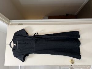 Pact Women's Black Cafe Crepe Wrap Dress